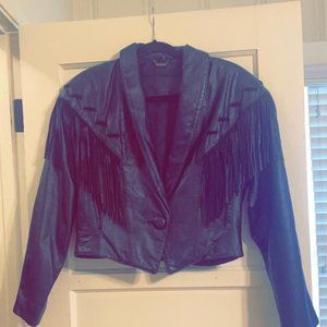 Black Fringe Leather Jacket